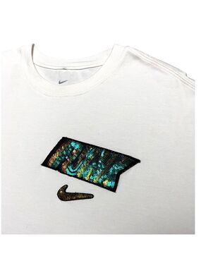 Nike Rayguns White Sequins FUNK Men's Swoosh Basketball T-Shirt - XL